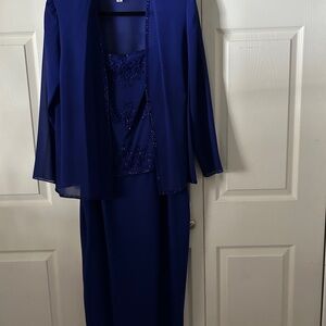 R&M Richards Royal Blue Dress with Jacket Evening Mother of the Bride